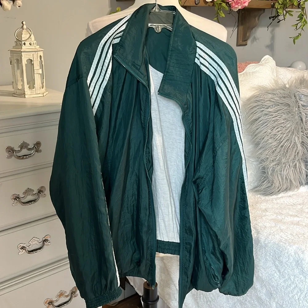 Vintage Dark Green Windbreaker Jacket